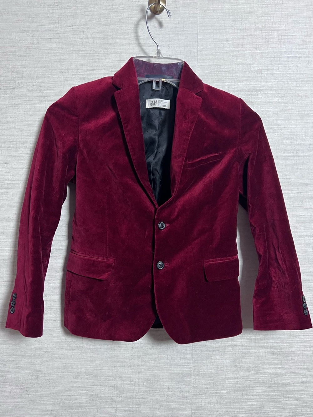 H&M Boys Burgundy Velvet Blazer